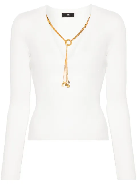 Elisabetta Franchi detachable-necklace ribbed jumper