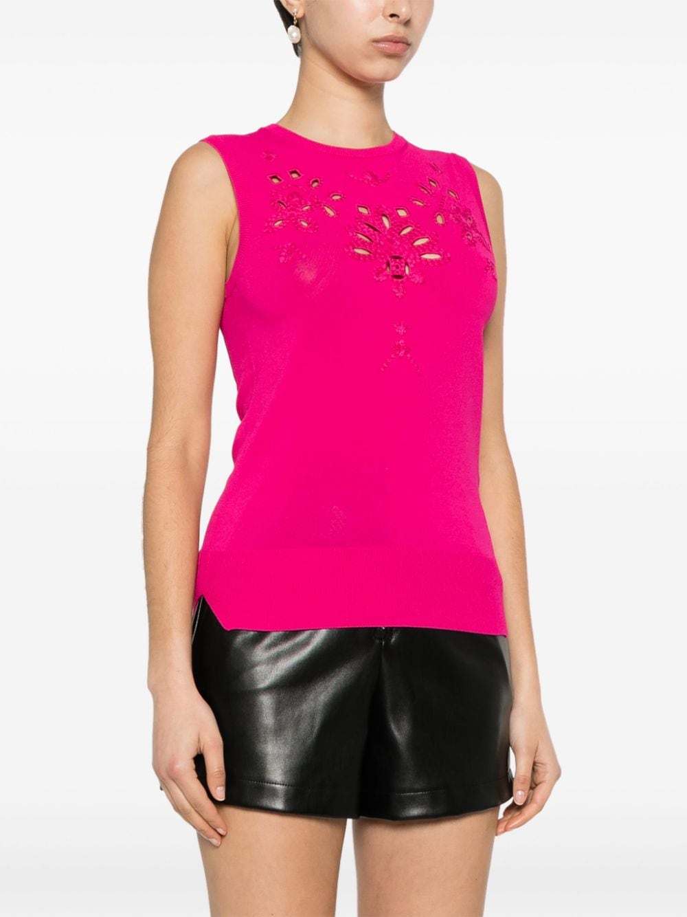 Shop Ermanno Scervino Cut-out Floral Detail Top In Pink