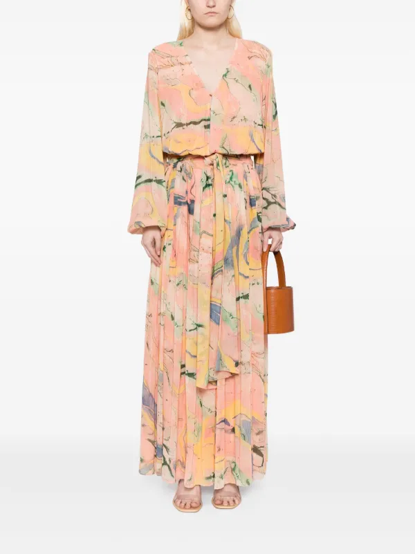 Alexis Floral top Pleated Wrap Dress