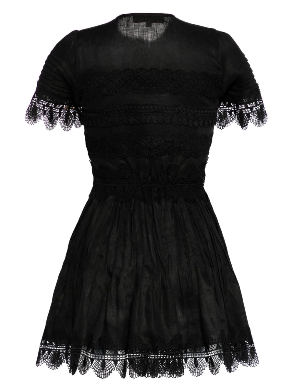 Shop Waimari Violetta Short-sleeve Linen Minidress In Black