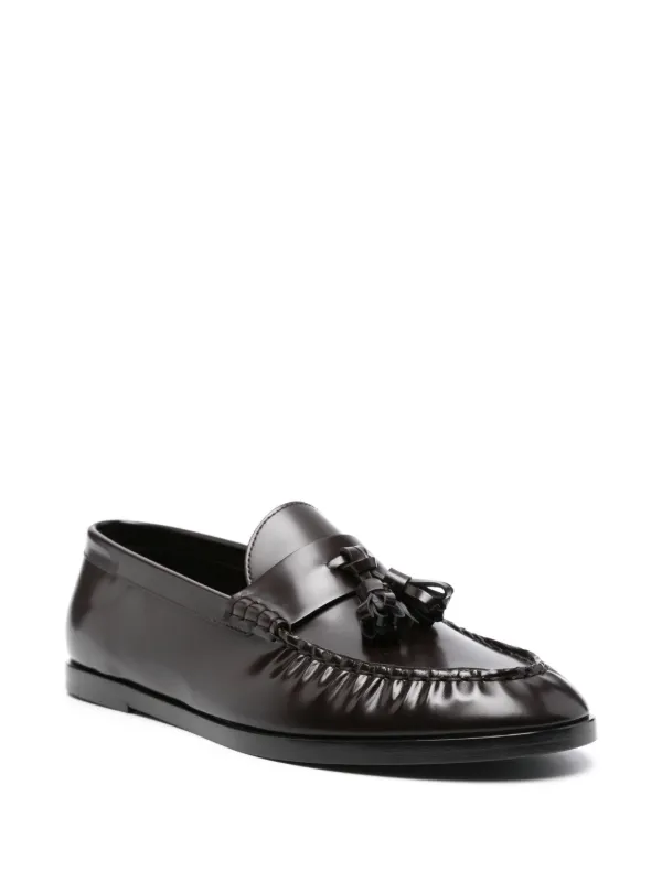 The Row Mens Leather Loafers | Brown | FARFETCH