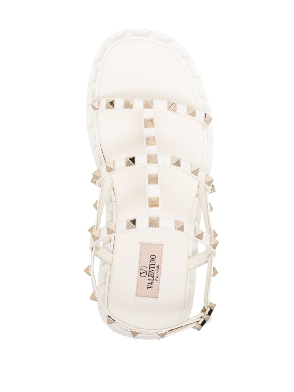 Shop Valentino Rockstud Cage-design Sandals In White