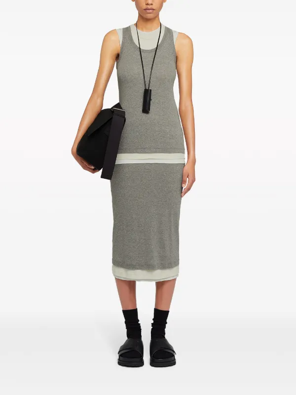 Jil Sander Layered Cotton Tank Top | Grey | FARFETCH