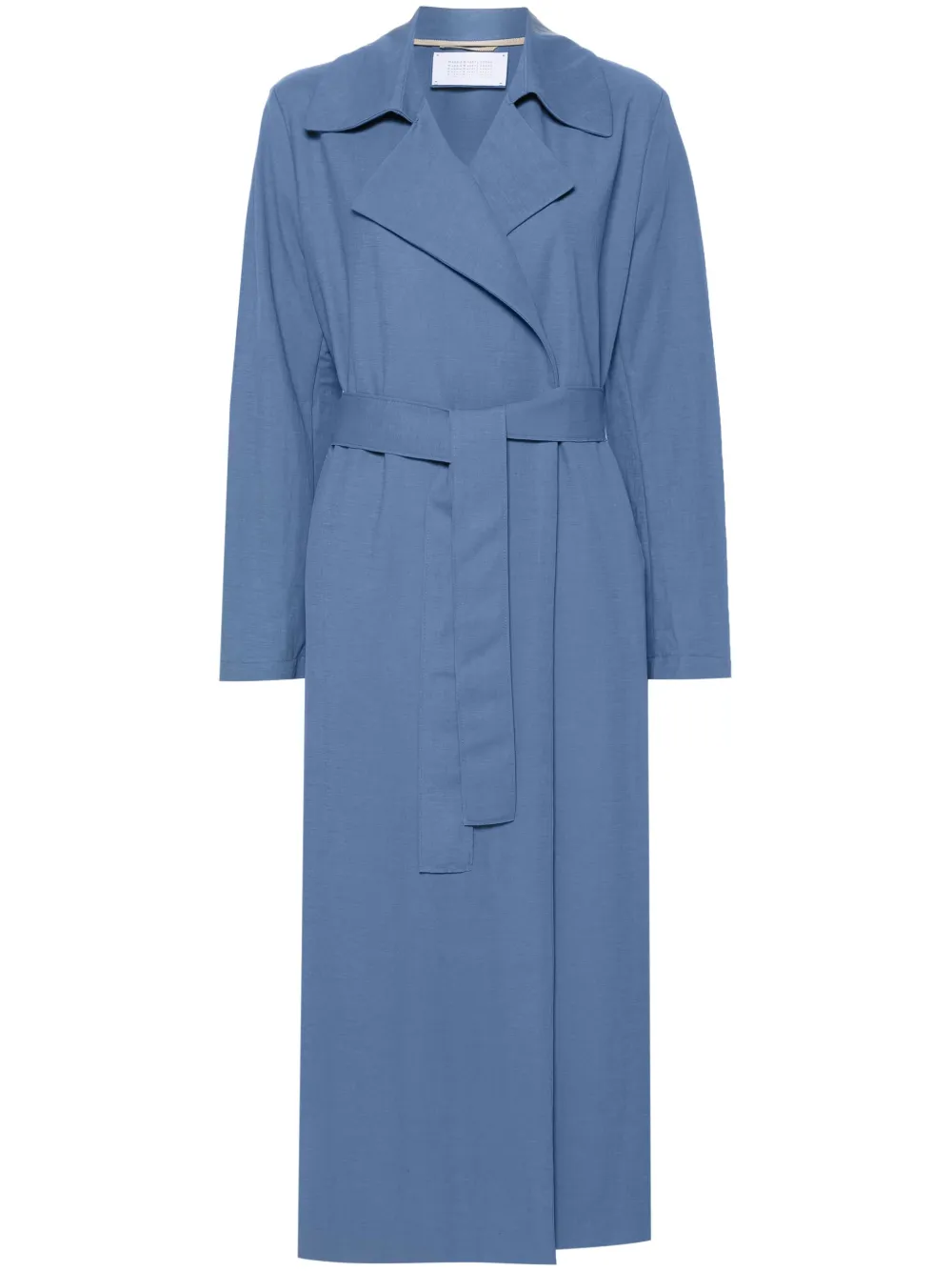 twill belted maxi coat