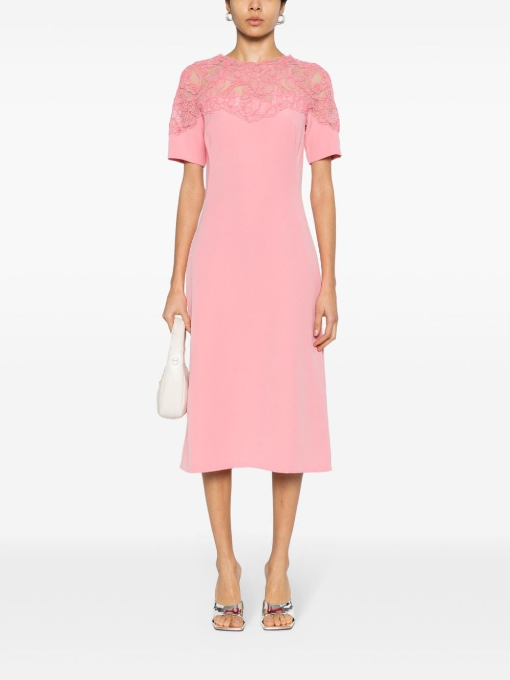 Shop Ermanno Scervino Corded-lace Cady Dress In Pink
