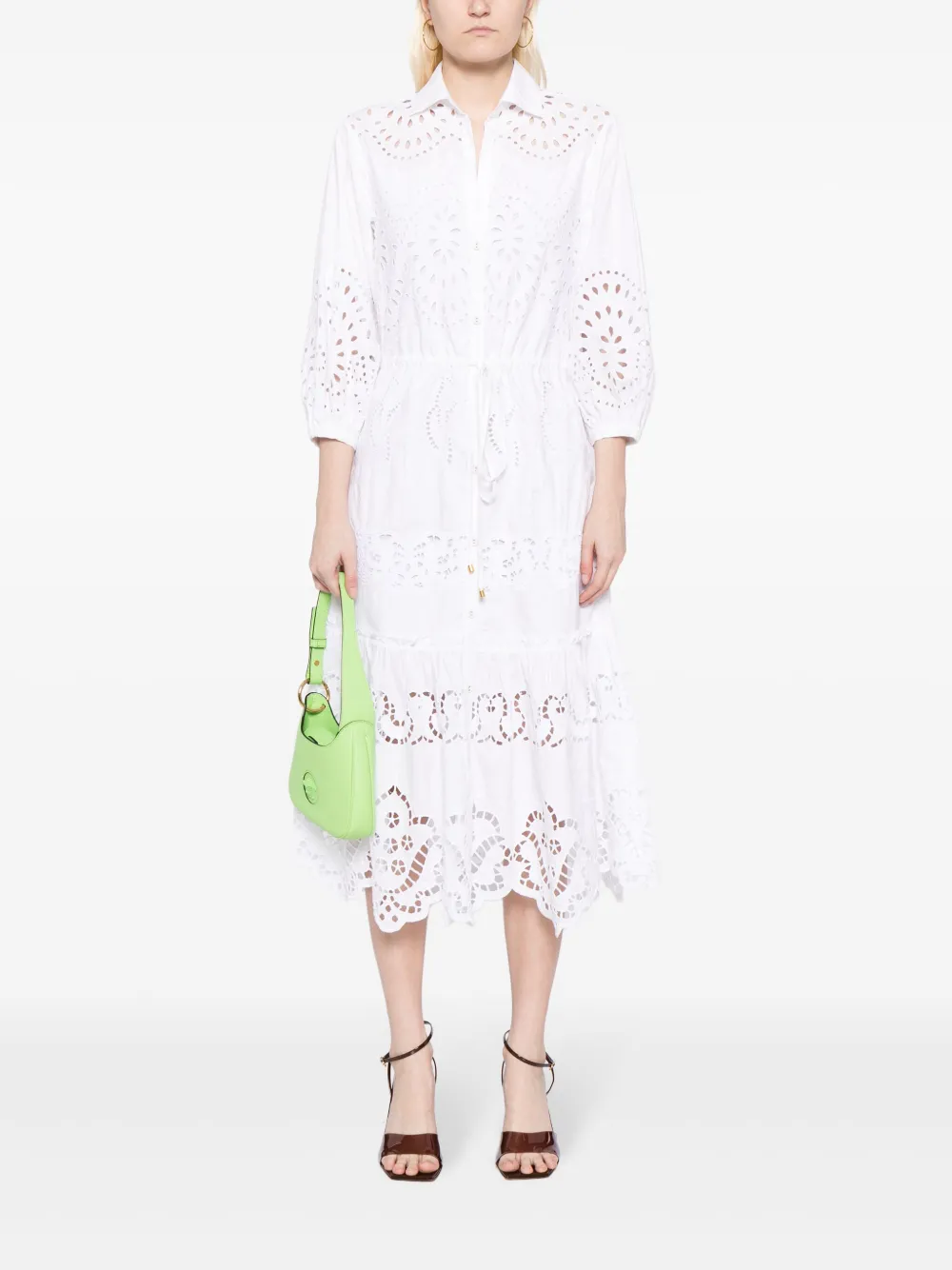 Cara Cara Broderie anglaise blousejurk - Wit