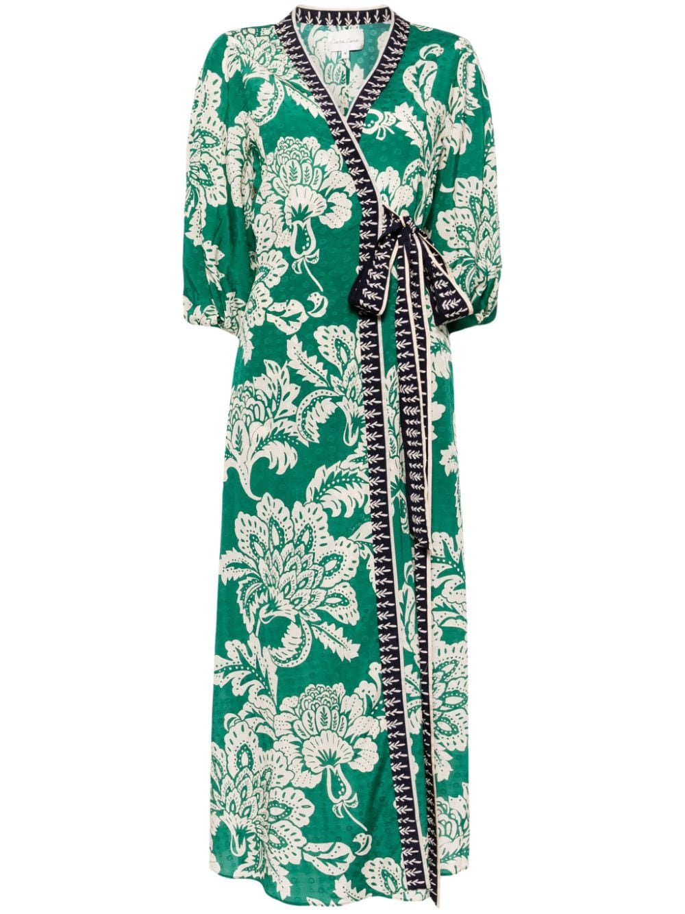 Cara Cara Rosewood Floral-print Wrap Dress In Green