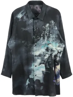 Yohji Yamamoto オーバーサイズ シルクシャツ | ブラック | FARFETCH JP