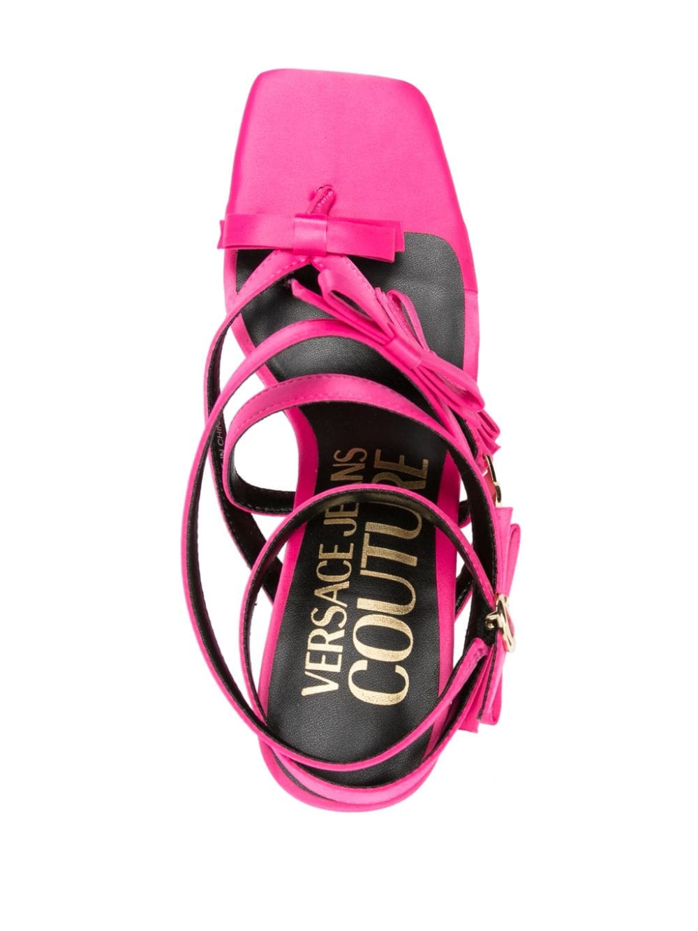 Shop Versace Jeans Couture 85mm Bow-embellished Sandals In Pink