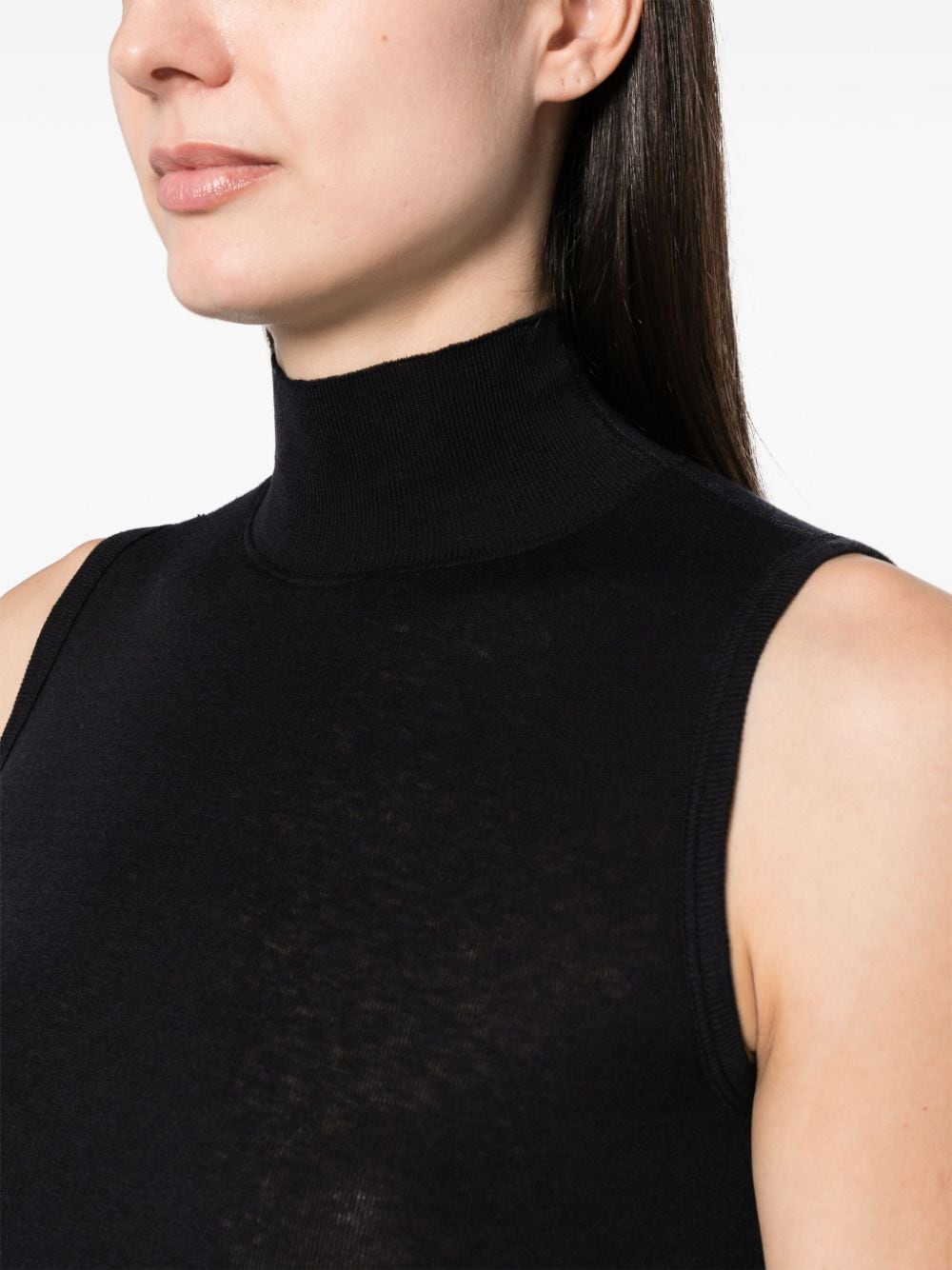 Shop Lemaire Seamless High-neck Tank Top In Black