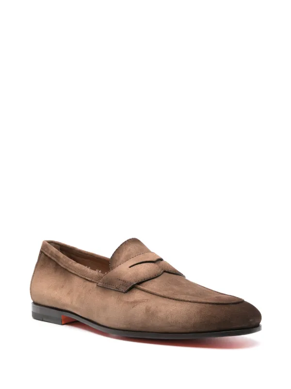 Santoni スエード ペニーローファー | ブラウン | FARFETCH JP