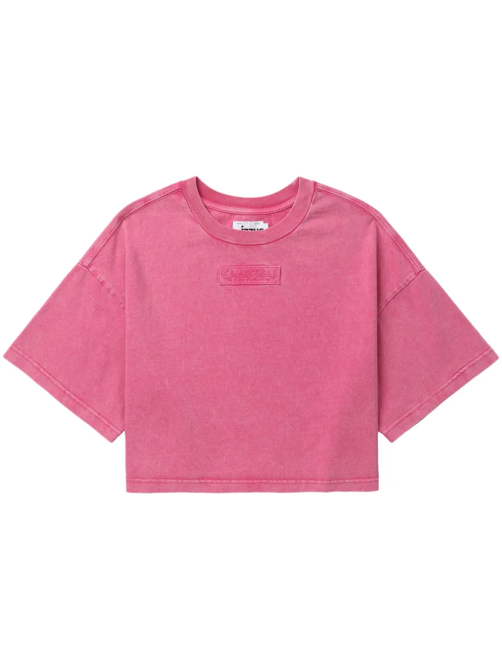 Izzue Logo-patch Cropped T-shirt In Pink