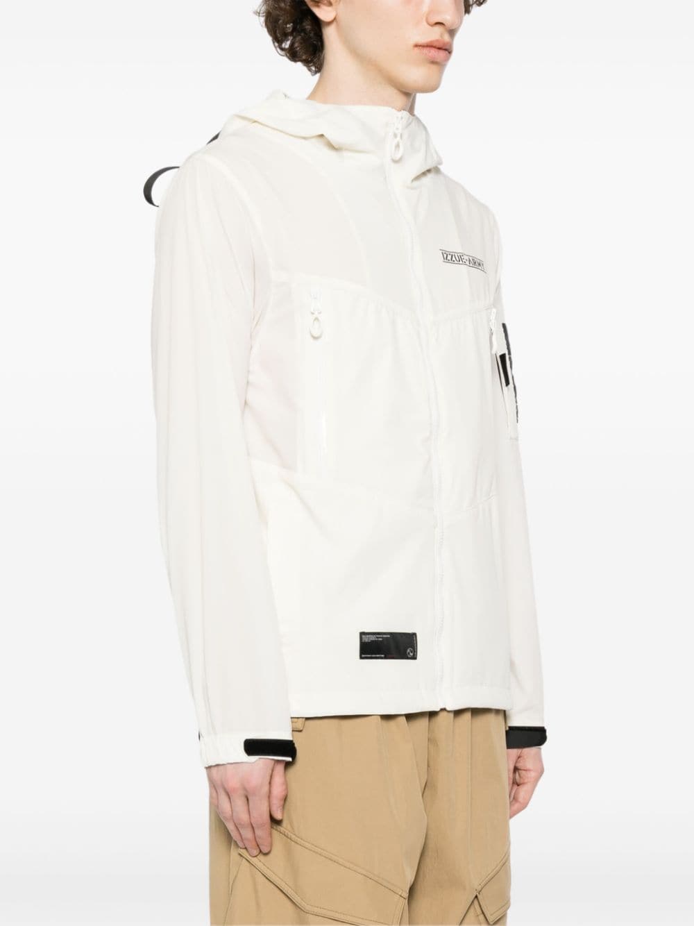 Shop Izzue Zip-up Hooded Windbreaker In White
