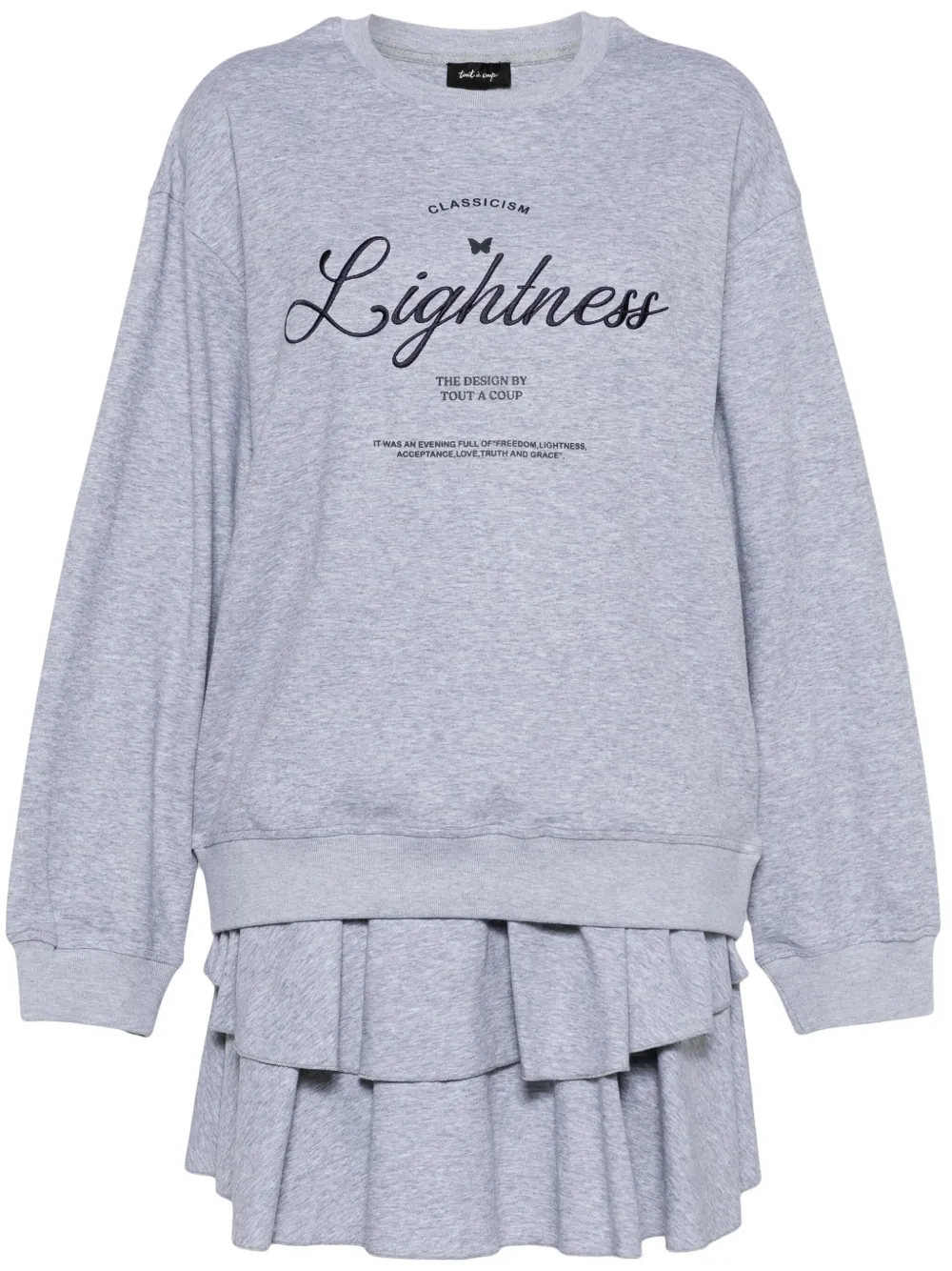 Tout A Coup Layered-design Cotton-blend Sweatshirt In Grey