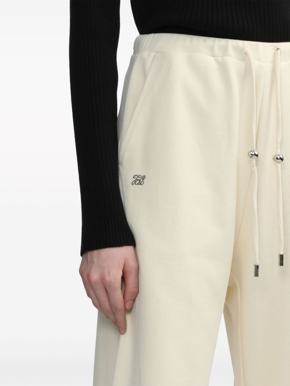 Shop Tout A Coup Logo-embroidered Cotton Track Pants In Nude