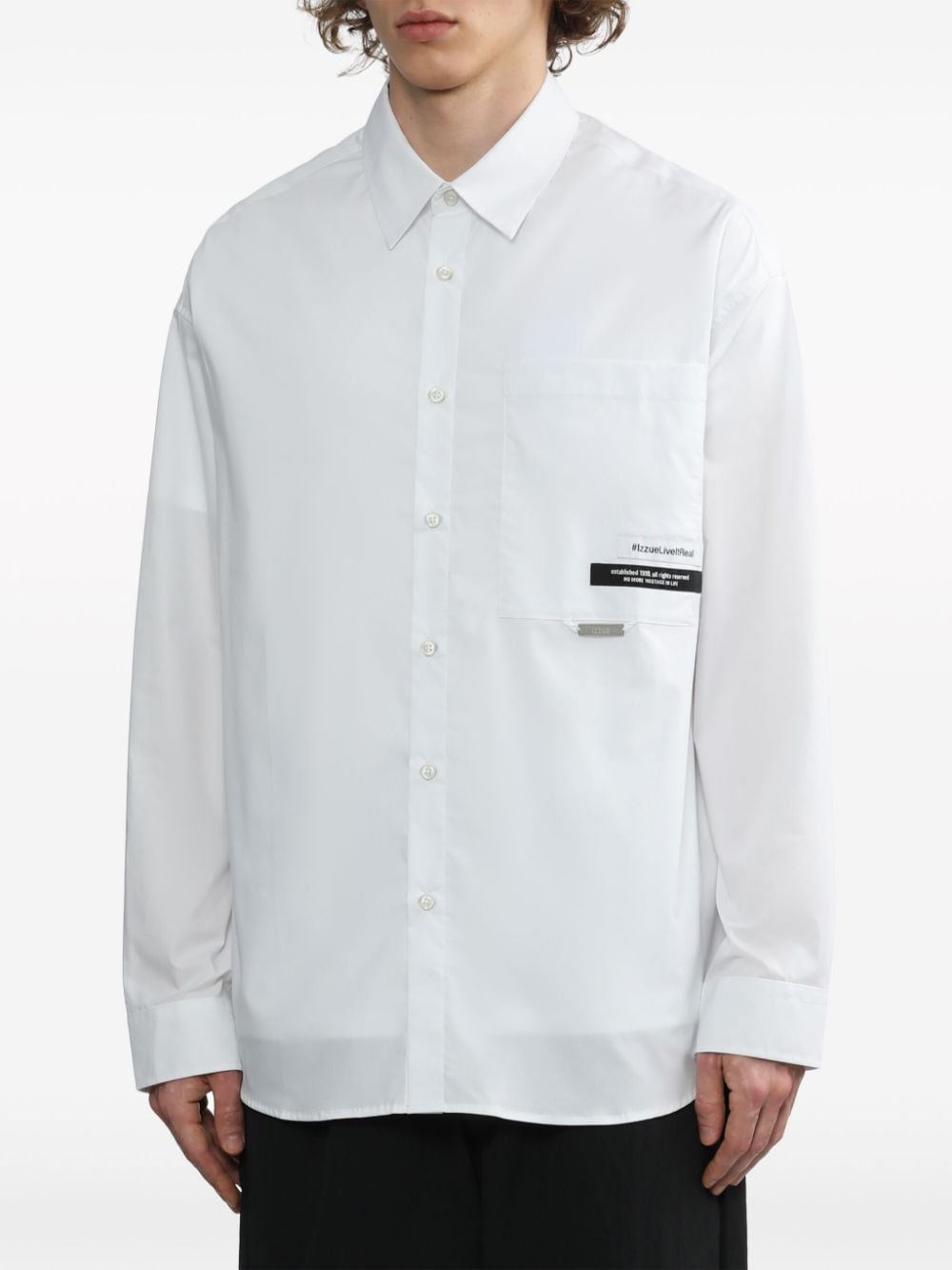 Shop Izzue Logo-appliqué Cotton Shirt In White