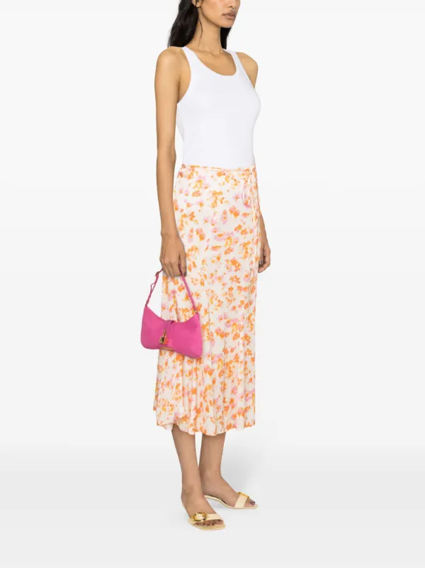 Maje Imprim Fleur Satin Midi Skirt Farfetch