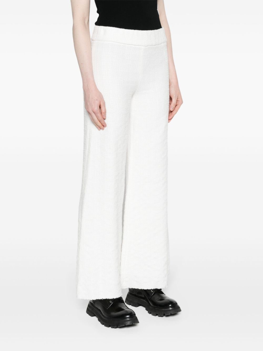 Shop Maje Tweed Wide-leg Trousers In White