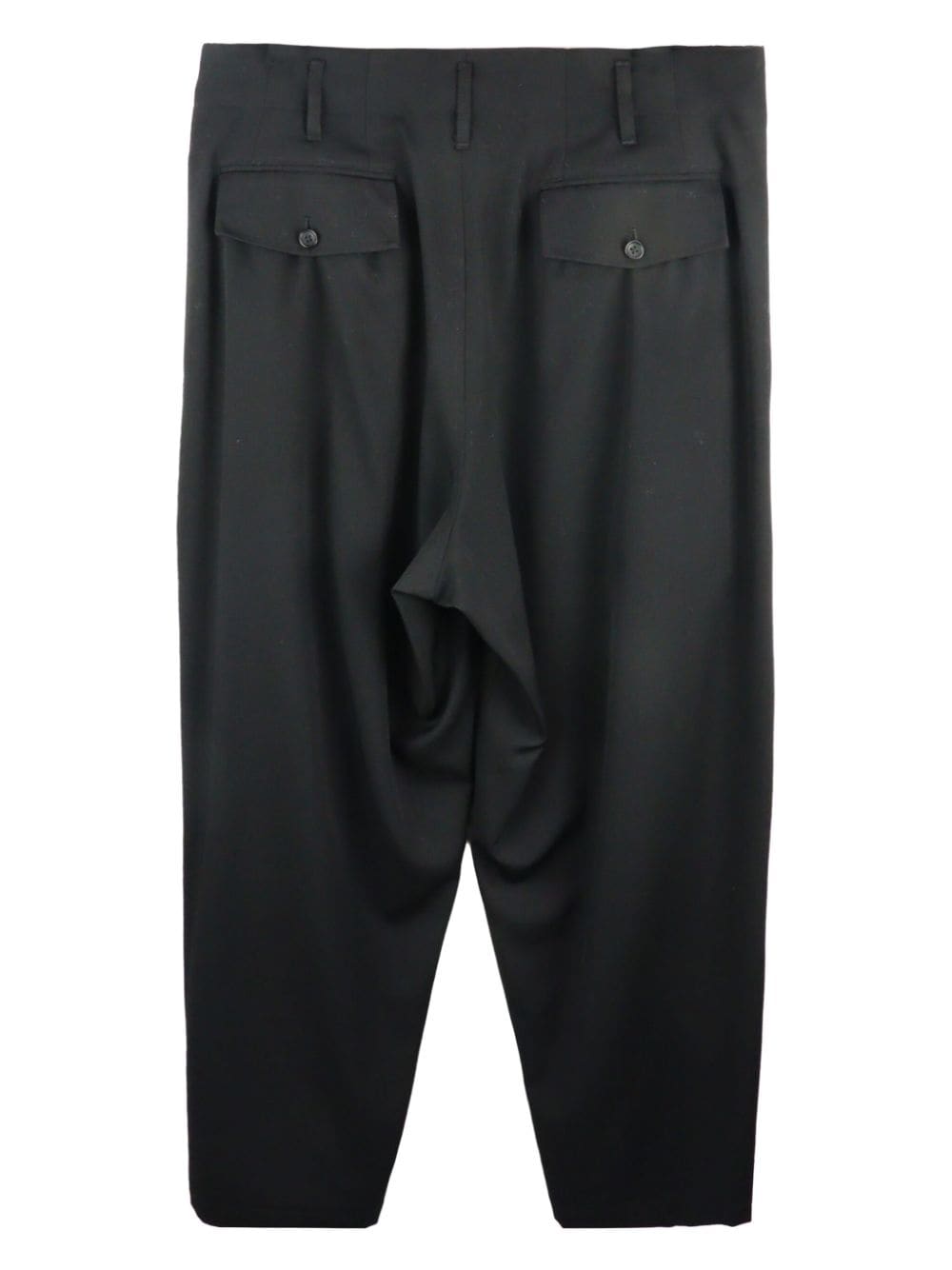 Shop Yohji Yamamoto Drop-crotch Pleated Wool Trousers In Black