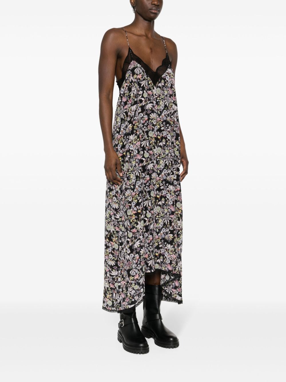 Shop Zadig & Voltaire Risty Floral-print Maxi Dress In Black