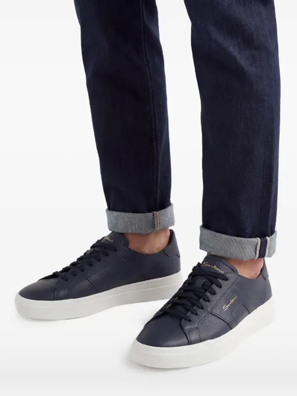 Santoni グレインレザー スニーカー | ブルー | FARFETCH JP