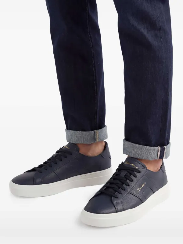 Santoni グレインレザー スニーカー | ブルー | FARFETCH JP