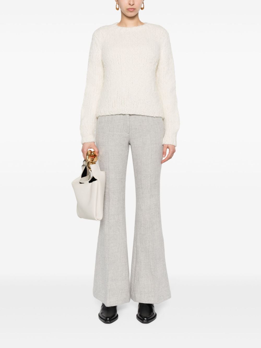 Shop Gabriela Hearst Rhein Flared Seam-detail Flared Trousers In Grey