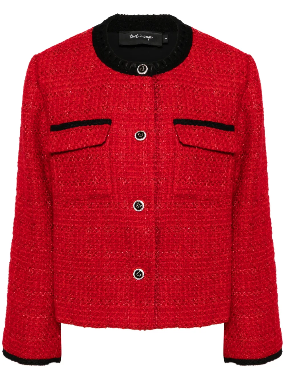 Tout A Coup Contrast-trim Tweed Jacket In Red