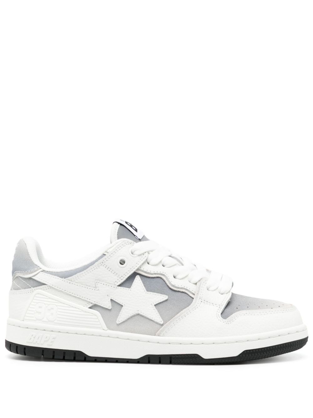 A Bathing Ape Star-appliqué Faded Leather Trainers In White