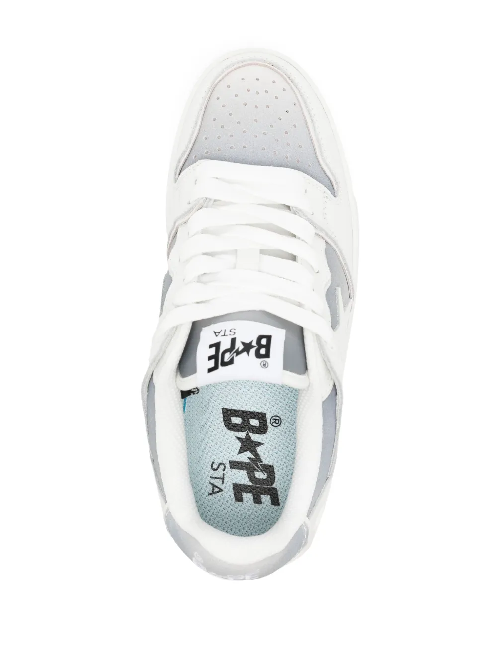 Shop A Bathing Ape Star-appliqué Faded Leather Sneakers In White