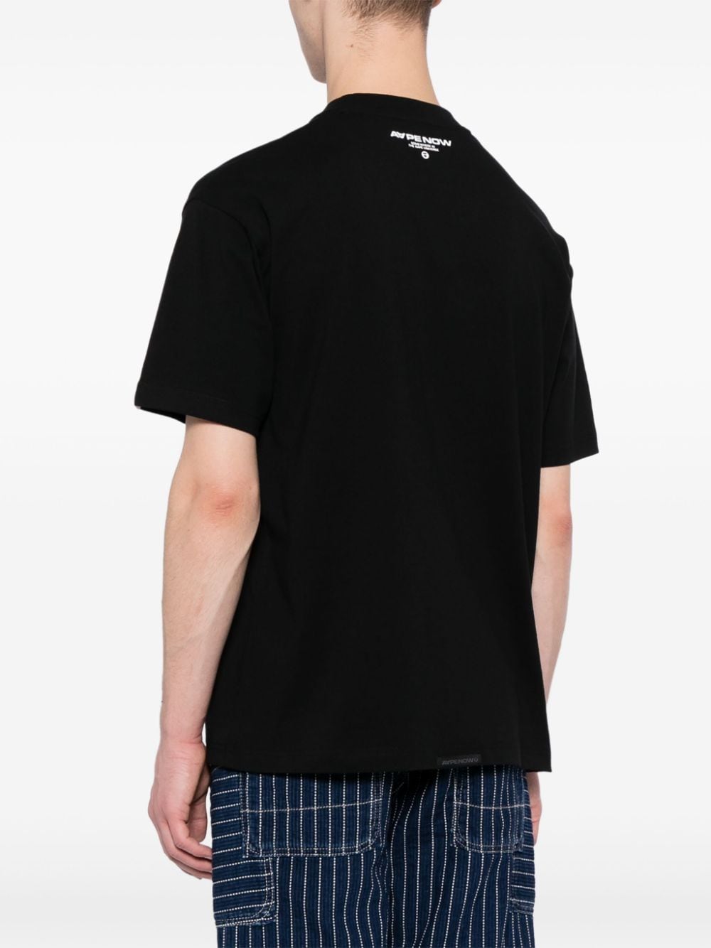Shop Aape By A Bathing Ape Logo-appliqué Cotton T-shirt In Black