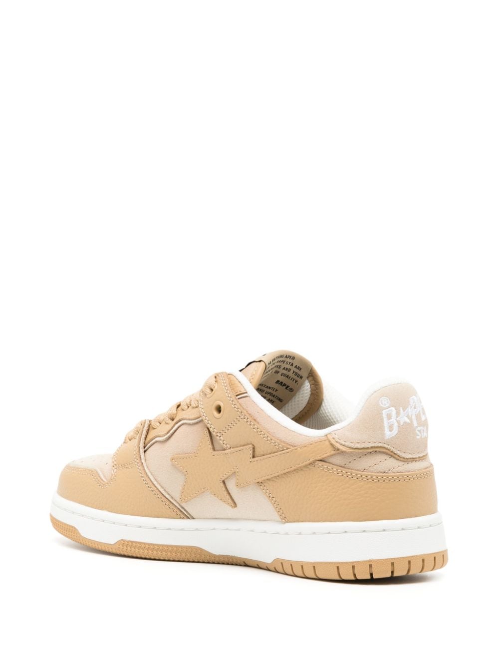 Shop A Bathing Ape Star-appliqué Faded Leather Sneakers In Brown