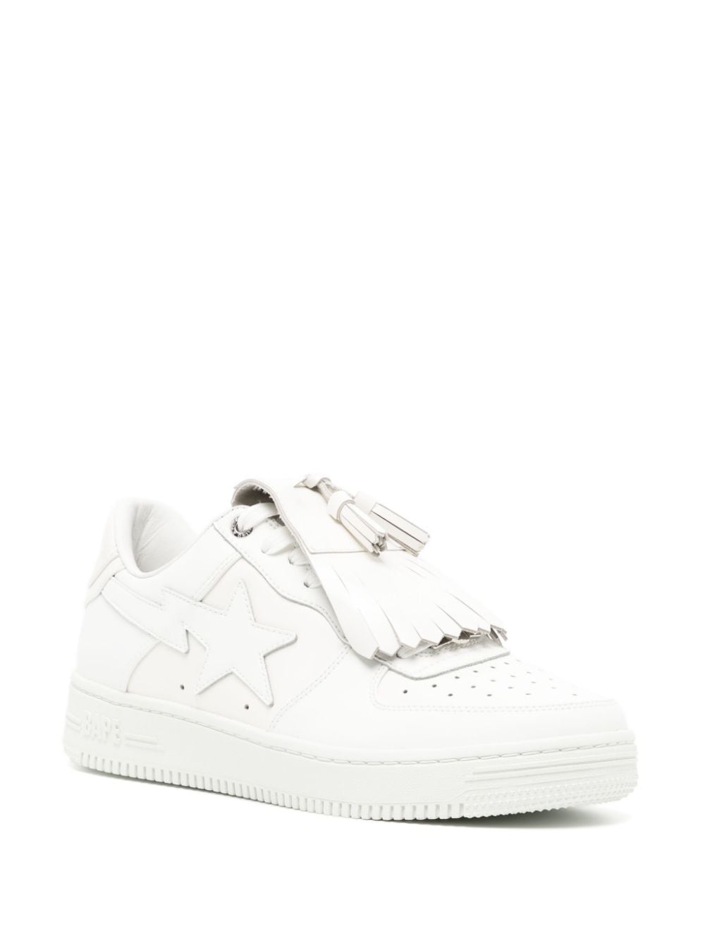 Shop A Bathing Ape Quilt Tassel Leather Sneakers In White