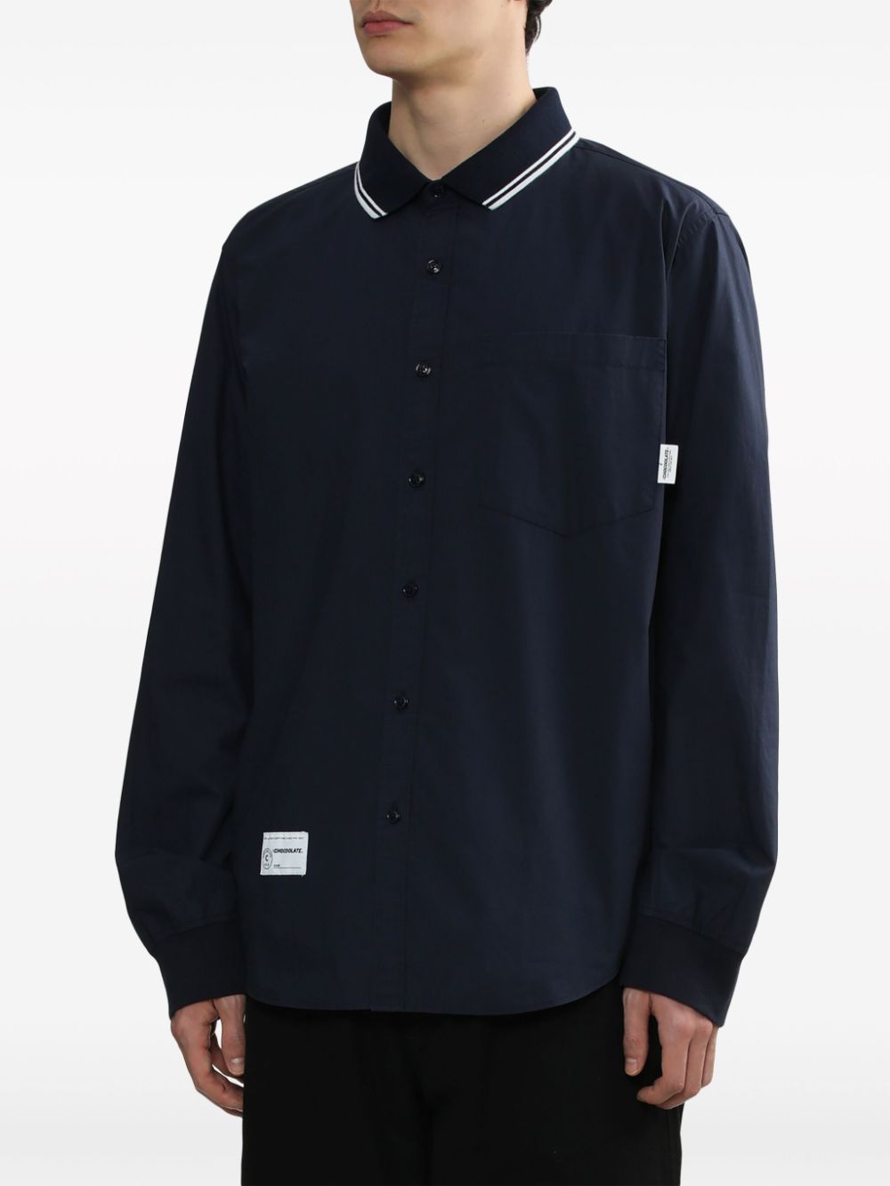 Shop Chocoolate Logo-patch Cotton Shirt In Blue