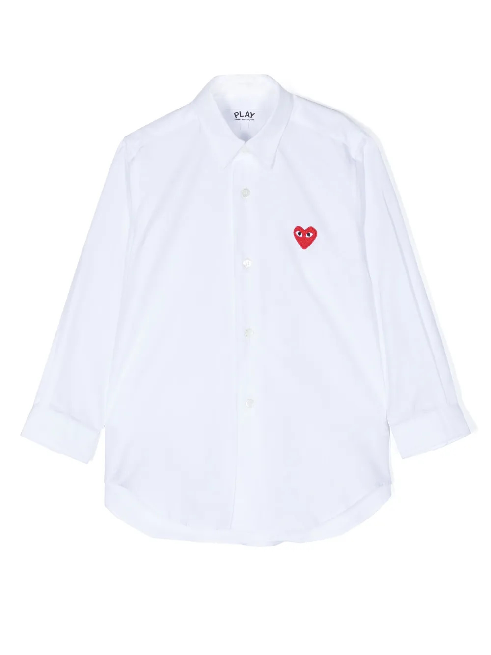 Comme Des Garçons Play Kids' Heart-embroidered Cotton Shirt In White