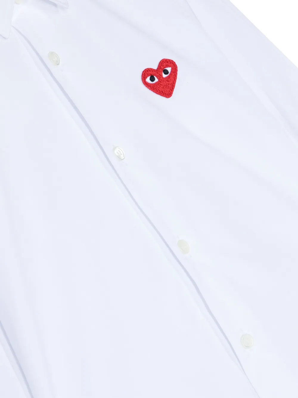 Comme Des Garçons Play Heart-embroidered Cotton Shirt In White