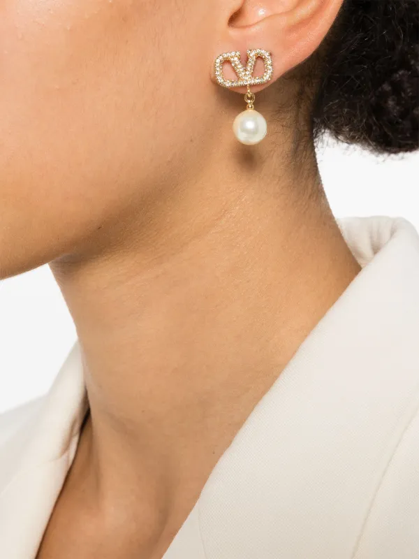 VIP【送料関税込】VALENTINO GARAVANI VLOGO EARRINGS 0400020253717_GOLDCRYSTALSILVE