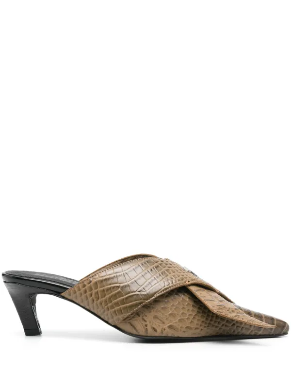 Croc embossed mules discount