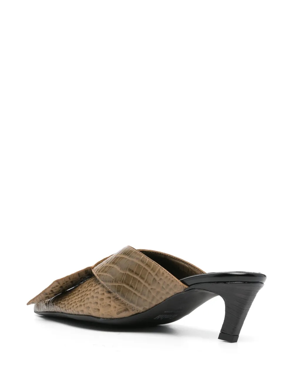 Shop Gmbh Zina 60mm Croc-embossed Mules In Brown