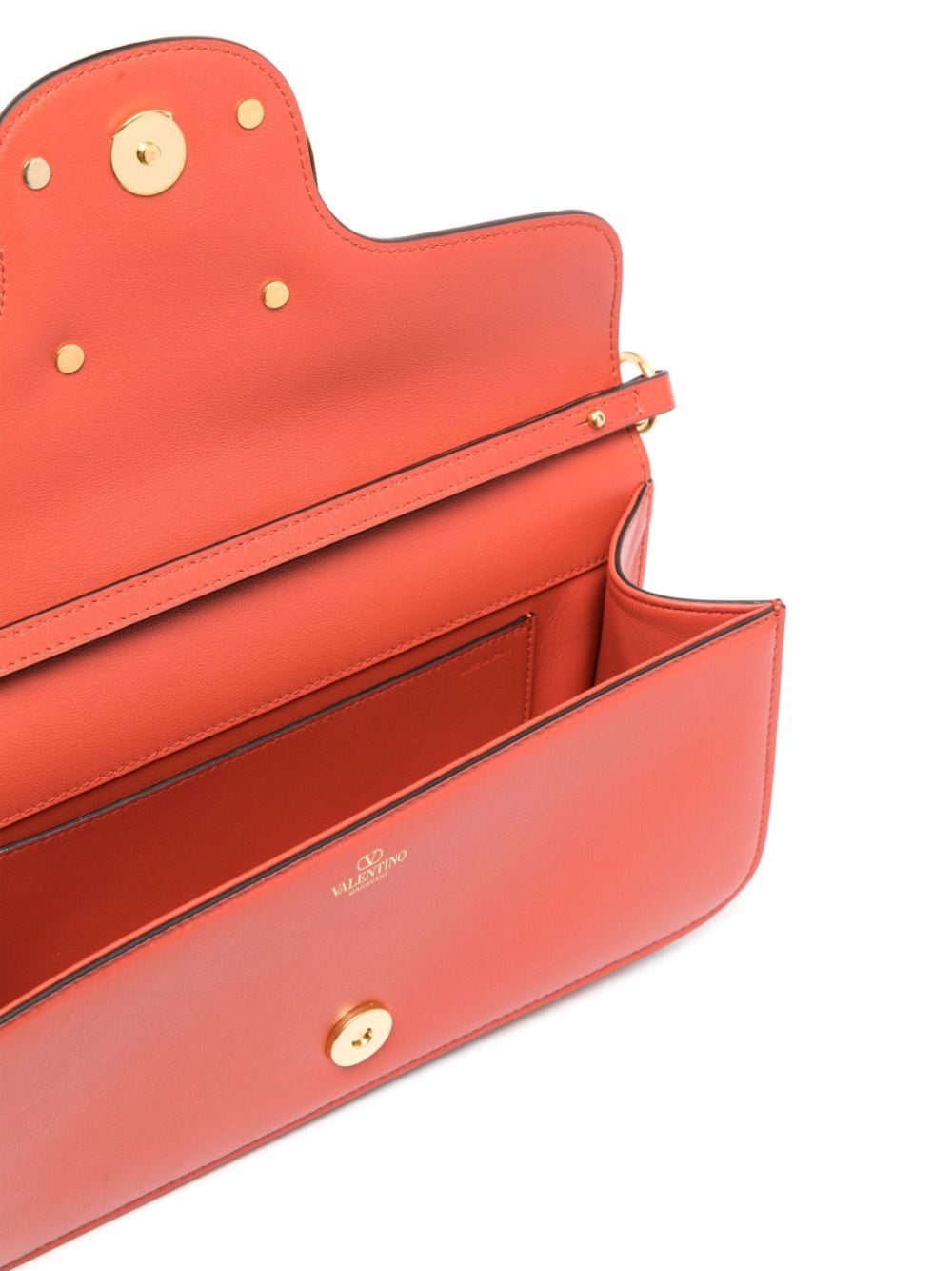 Shop Valentino Locò Leather Shoulder Bag In Orange