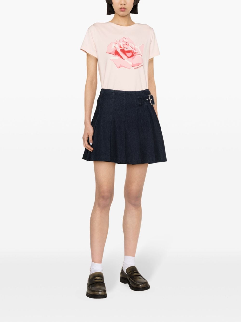 Shop Kenzo Rose-print Cotton T-shirt In Pink