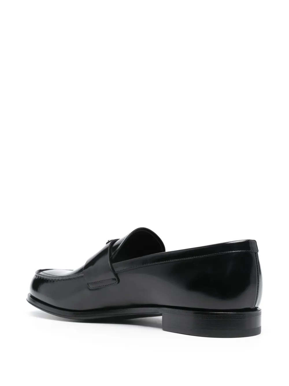 Prada enamel-triangle-logo leather loafers Black