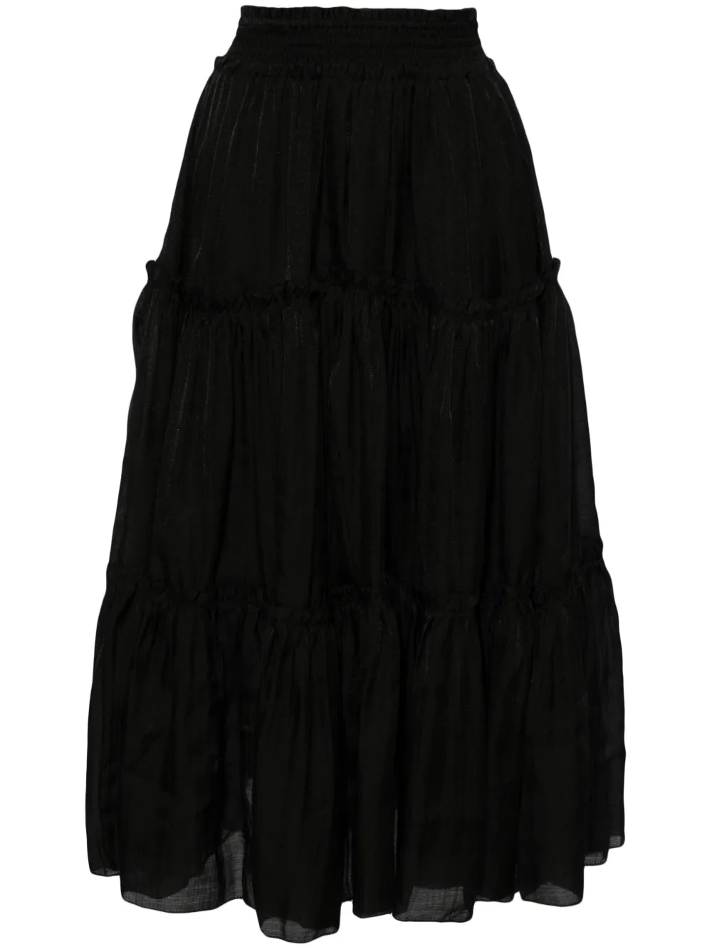 tout a coup high-waist tiered skirt – Black