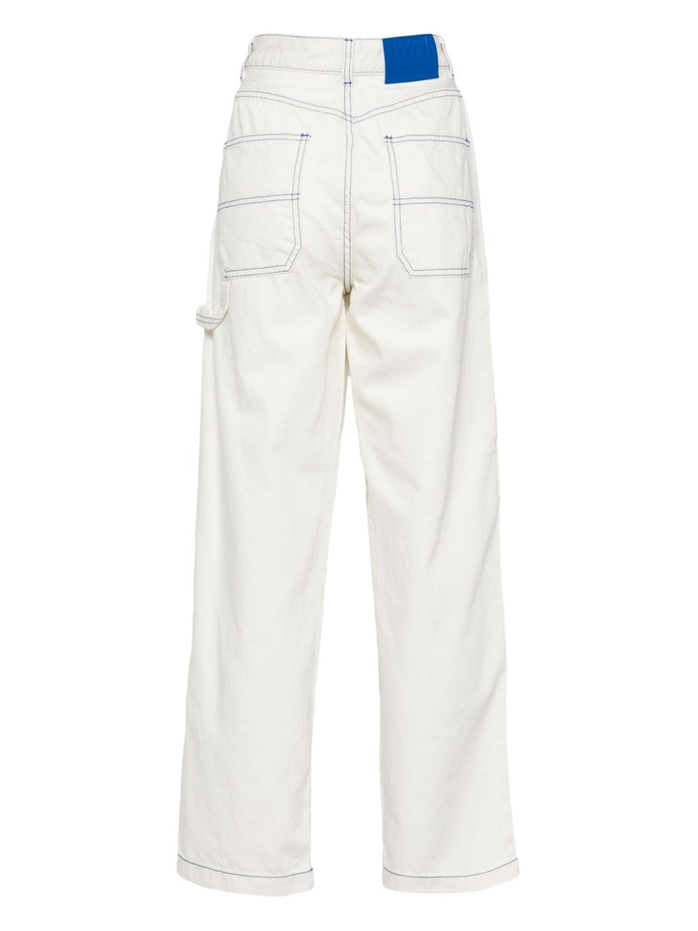 Shop Chocoolate Contrast-stitching Straight-leg Jeans In White
