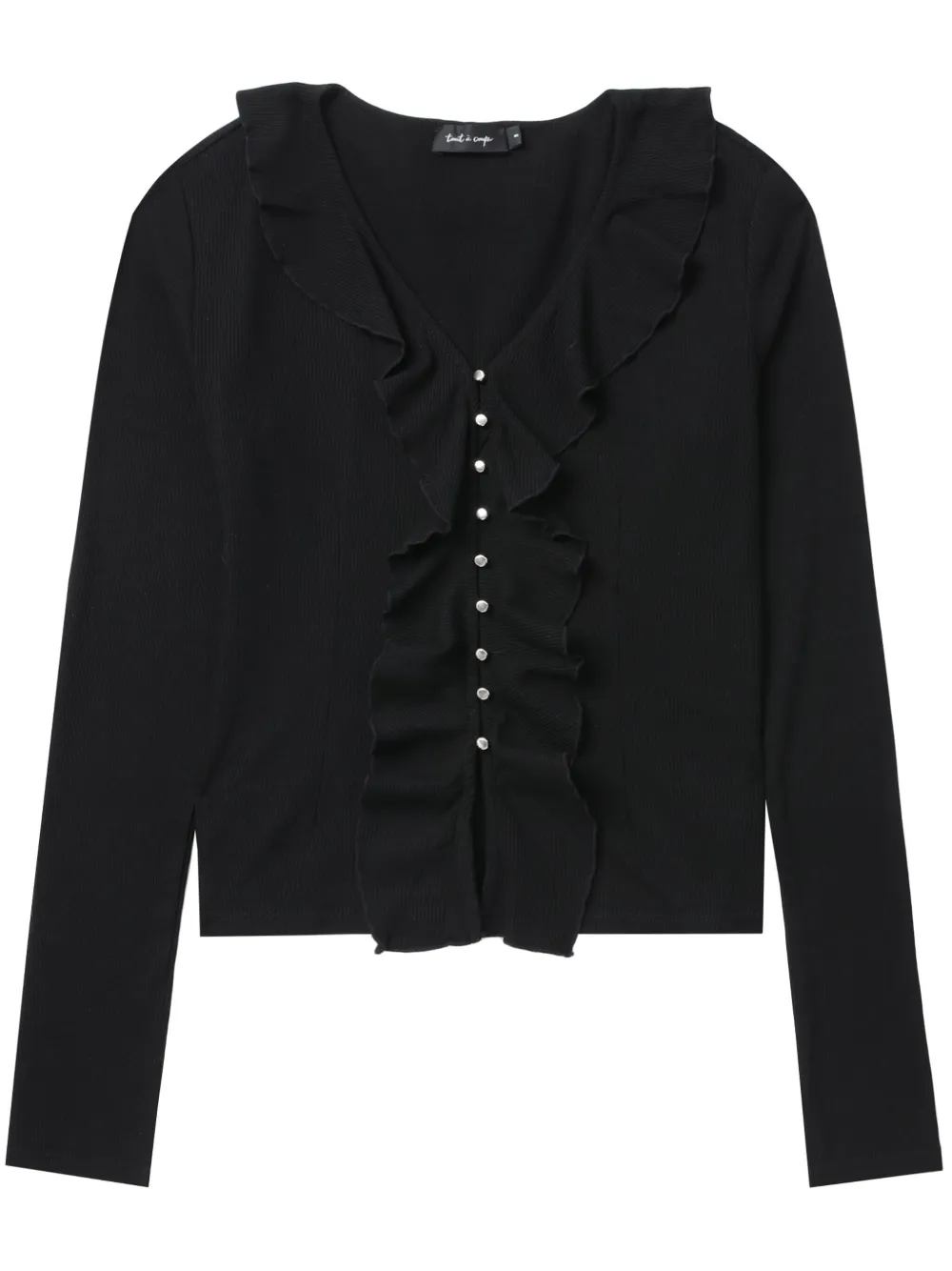 tout a coup ruffled ribbed cardigan - Nero