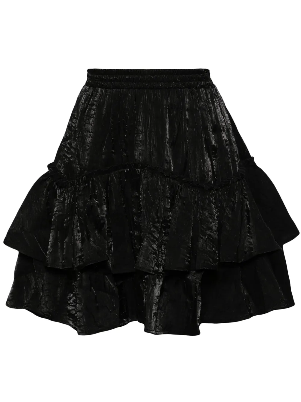 Tout A Coup Ruffled Velour Miniskirt In Black