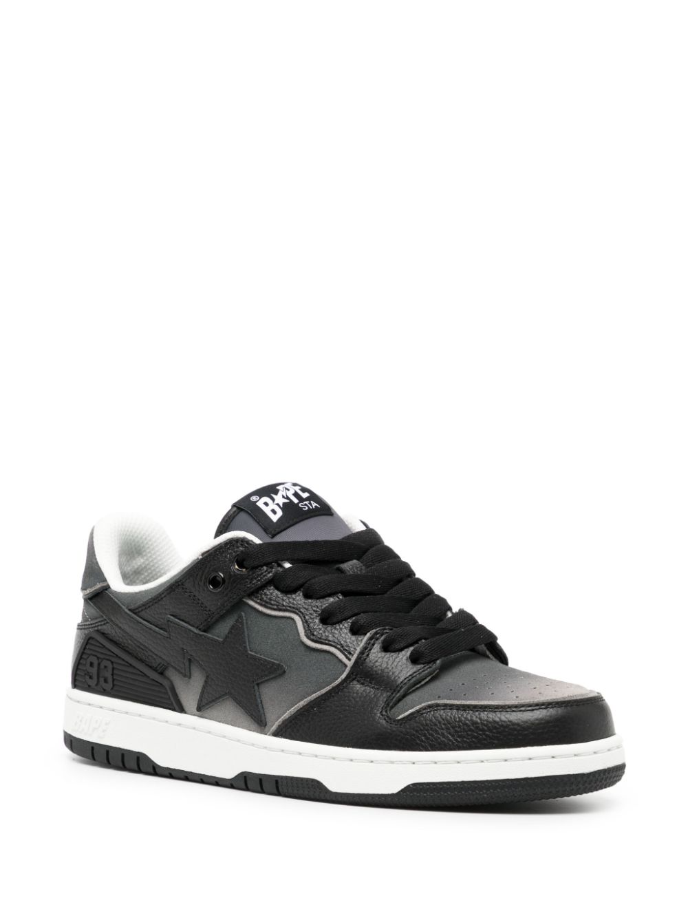 Shop A Bathing Ape Sk8 Sta Leather Sneakers In Black