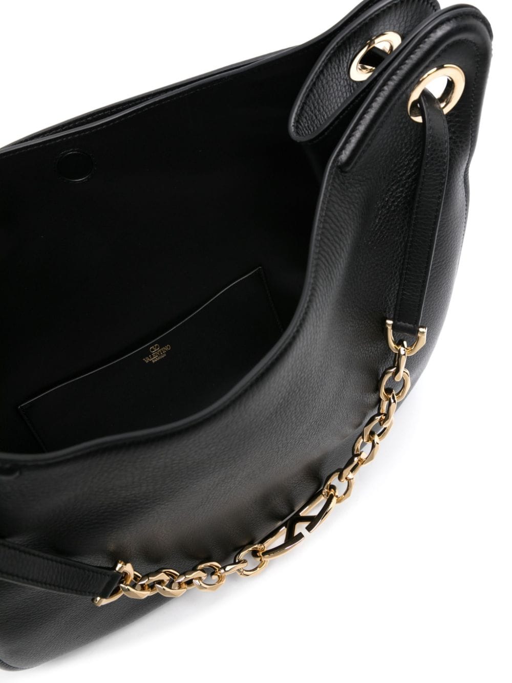 Shop Valentino Vlogo Signature Chain-link Shoulder Bag In Black