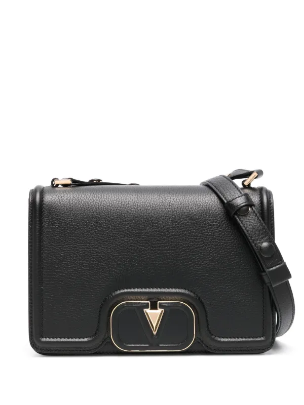 ショルダーバッグ・ポシェット VALENTINO BLACK LEATHER SMALL VLOGO SHOULDER BAG VALENTINO GARAVANI VLOGO mini textured-leather shoulder bag