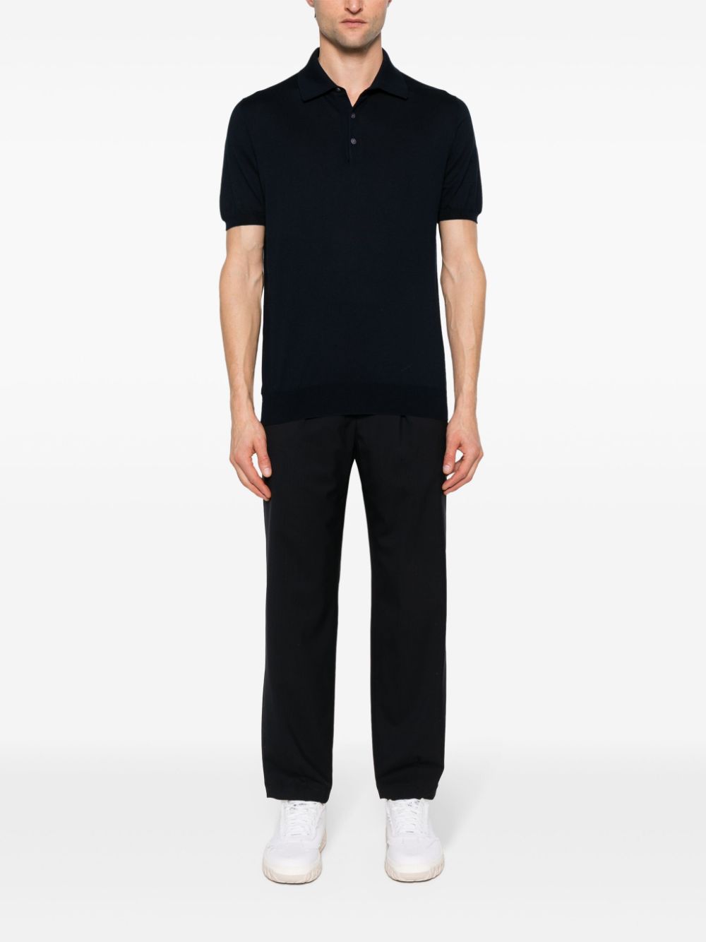 Shop Kiton Knitted Polo Shirt In 蓝色